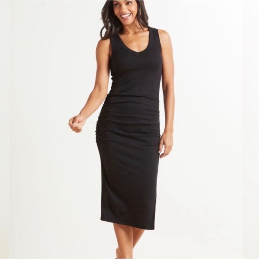 Michael Stars Maya Black Ruched Dress L